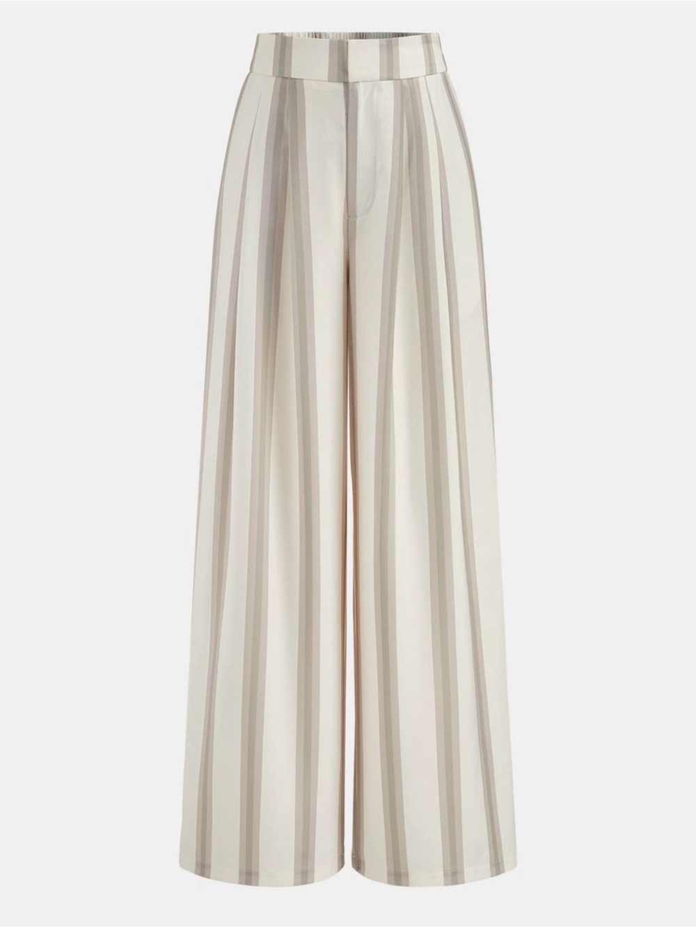 Strapless Wide-Leg Stripe 2 Piece Set in Neutral Cream Taupe - Picture 4 of 11